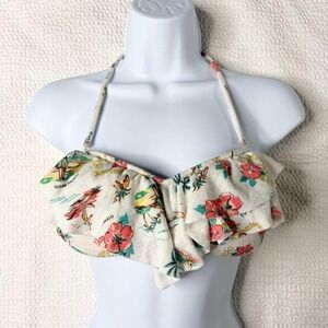 hawaii graphic ruffle bikini top